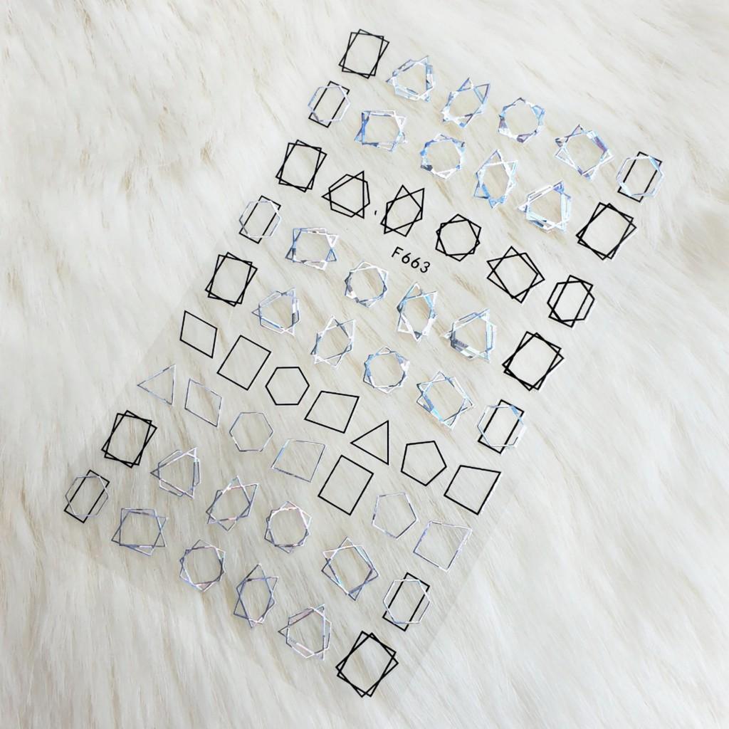 Sticker nails họa tiết tráng gương - hình dán móng 3D F663