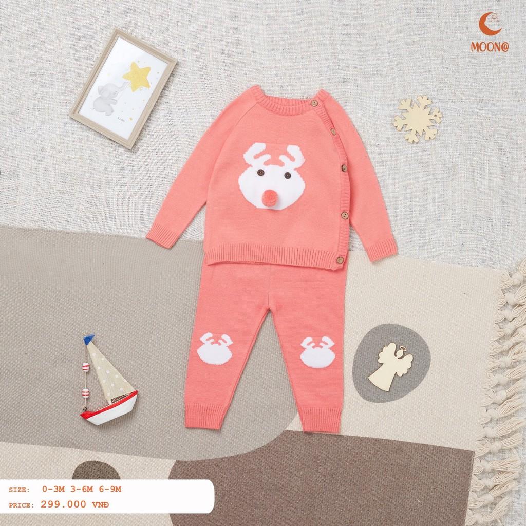 Bộ quần áo len lông cừu sơ sinh Moon size 0-9m