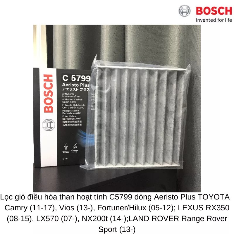Lọc Gió Điều Hòa Có Than Hoạt Tính / BOSCH / Ariesto Plus C5799 / Cho Xe Camry , Vios , Fortuner/Hilux ...