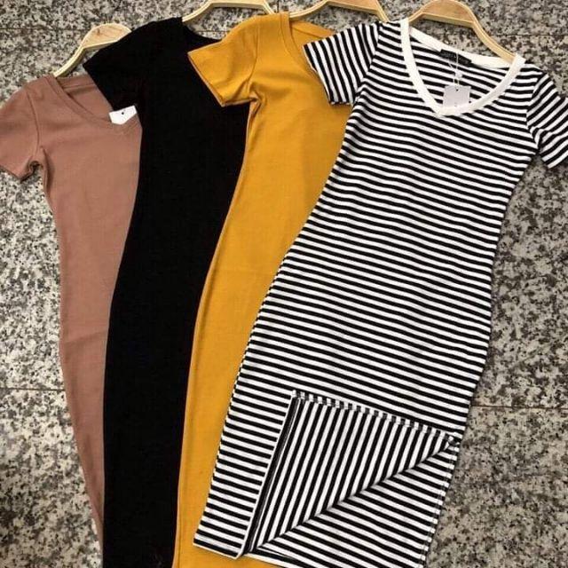 ĐẦM BODY XẺ HÔNG CHẤT THUN ĐẸP_ĐẦM ÔM BODY SIÊU ĐẸP