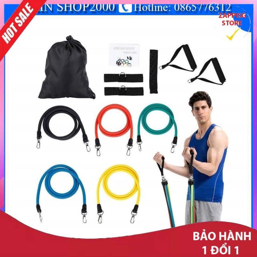 Sale Bộ 5 dây ngũ sắc đàn hồi tập thể hình cao cấp,dây kháng lực - dụng cụ tập gym - thể thao- Bảo hành 1 đổi 1