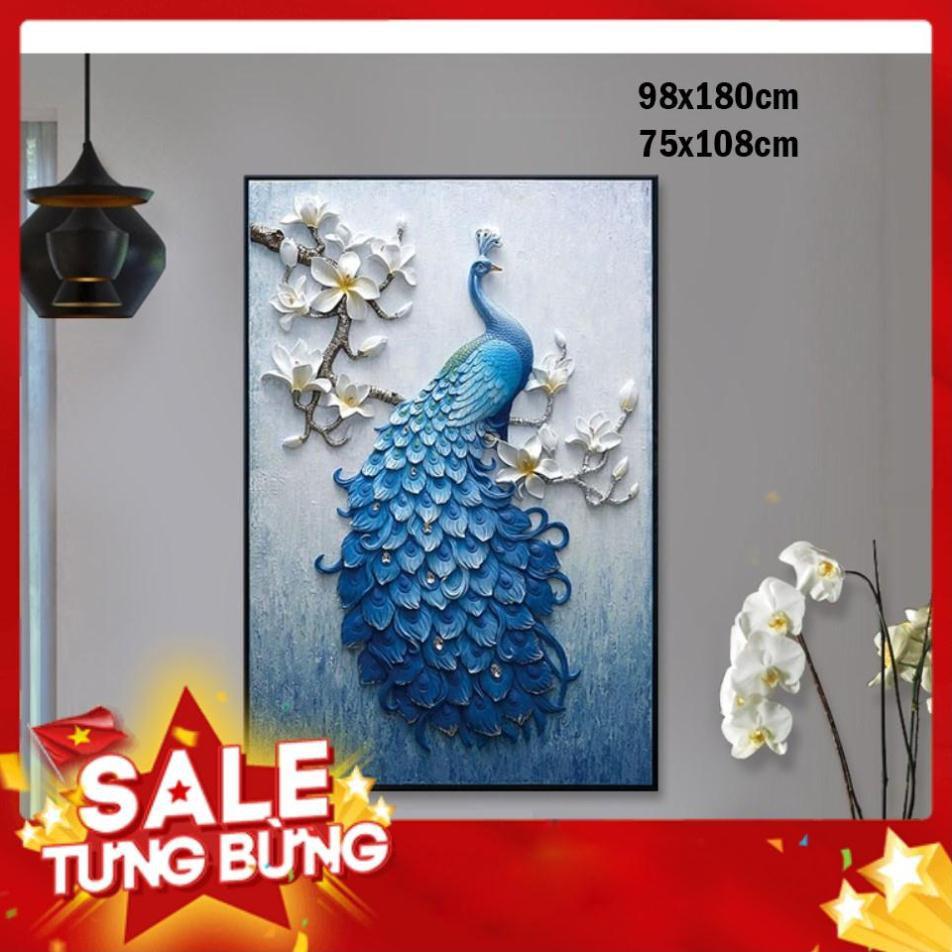 Tranh thêu chữ thập chim công MH2158 98x180cm