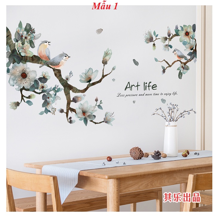 Decal dán tường - Hoa bay hữu tình