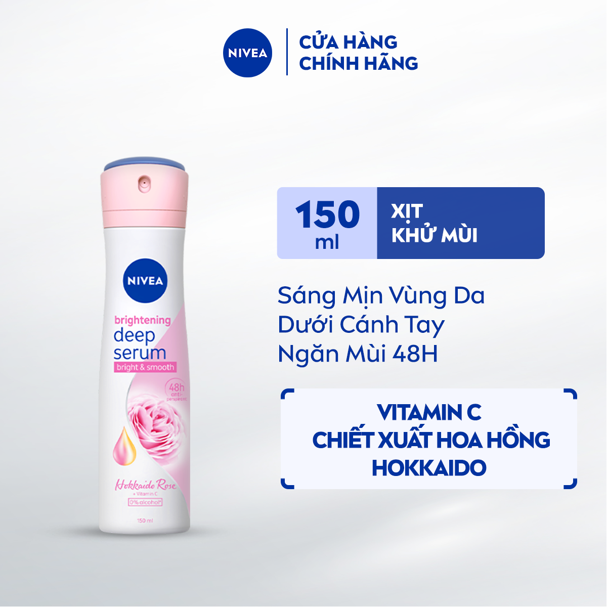 Xịt Ngăn Mùi NIVEA Serum Dưỡng Sáng Chuyên Sâu Hương Hoa Hồng Hokkaido + Hương Hoa Anh Đào