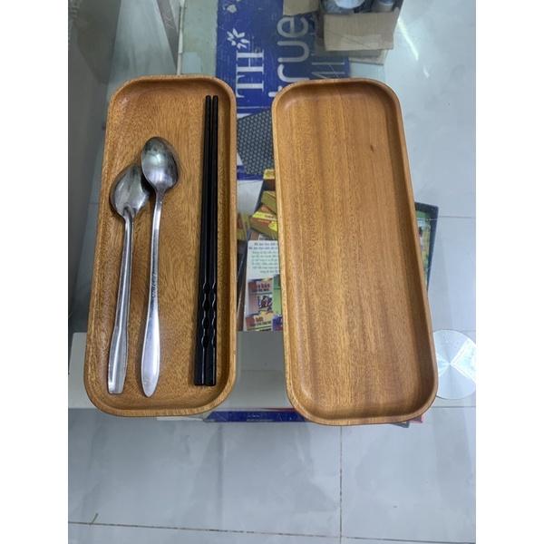 Khay gỗ chữ nhật Nhỏ-Kích thước Rộng 12cm x Dài 30cm x Cao 1.5cm
