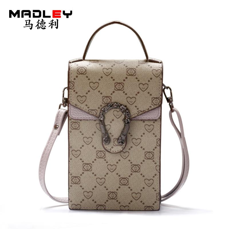 In Hình Nữ Đeo Vai Nữ Hình Vuông PU Da Vintage Nữ Đeo Chéo Túi Đeo Túi Đựng Điện Thoại Di Động Bolso Mujer