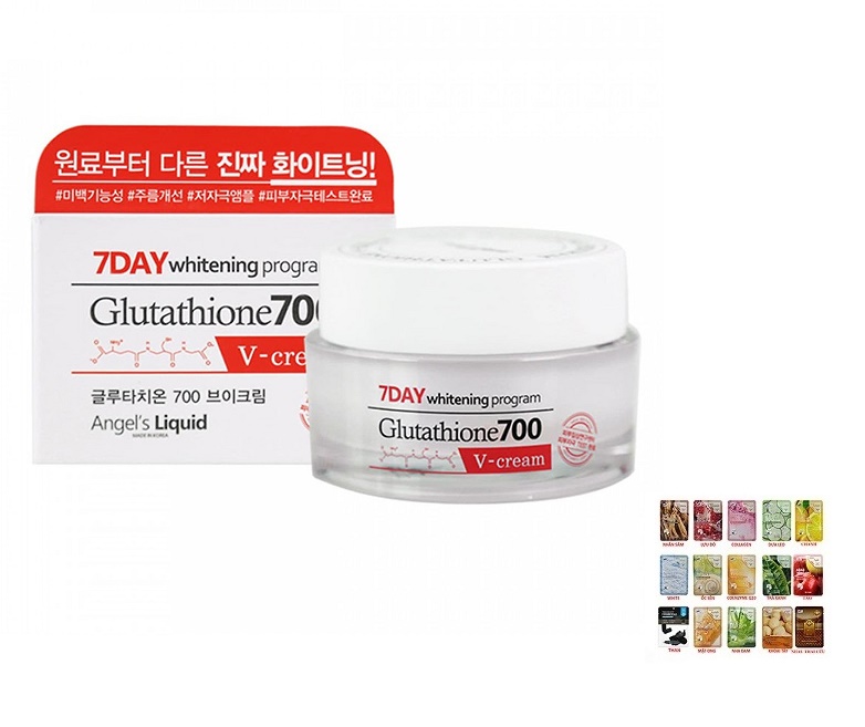 Kem Dưỡng Trắng Da, Giảm Thâm Nám Angel's Liquid 7 Day Glutathione 700 V-Cream 50ml [ Được Mask 3W Clinic ]