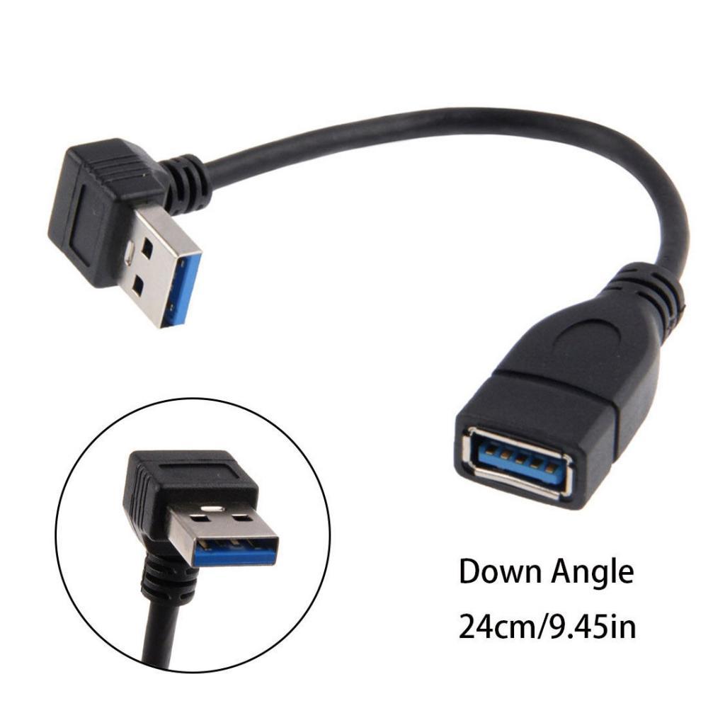 Data Sync 90 Degree USB 3.0 Down Angle Adapter Cable Male A to Female A Connector for Computer USB Extension