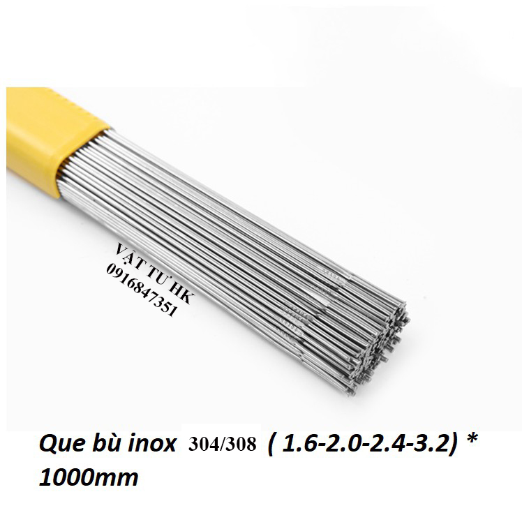 1 Que hàn inox ER 304 308 tròn dài 1m các size cỡ phi 1.6 2.0 2.4 3.2 - Hàn bù Tig