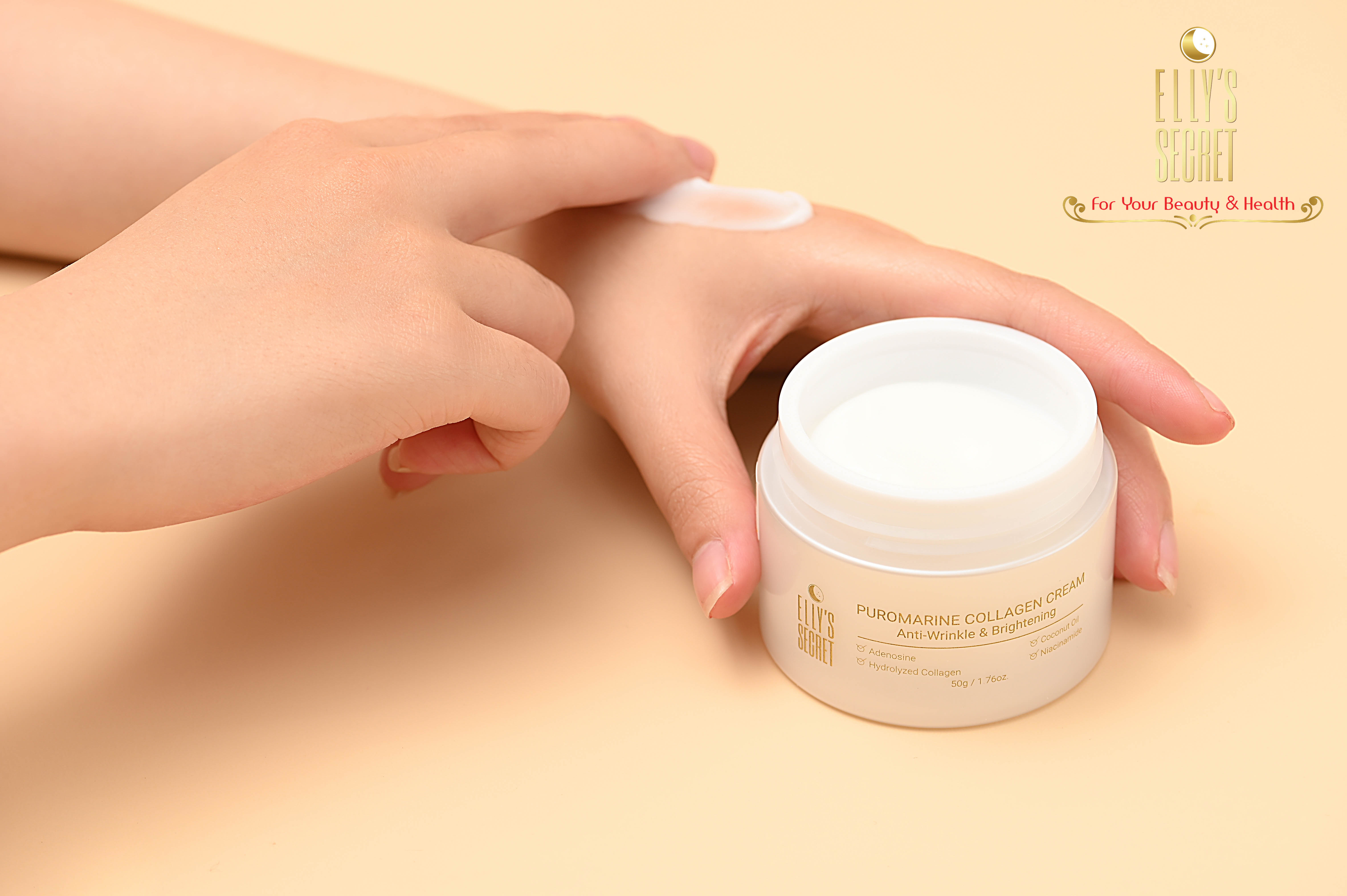 Kem dưỡng trắng da collagen Hàn Quốc dưỡng trắng da và cải thiện nám Elly Secret Puro Marine Collagen Cream 50G