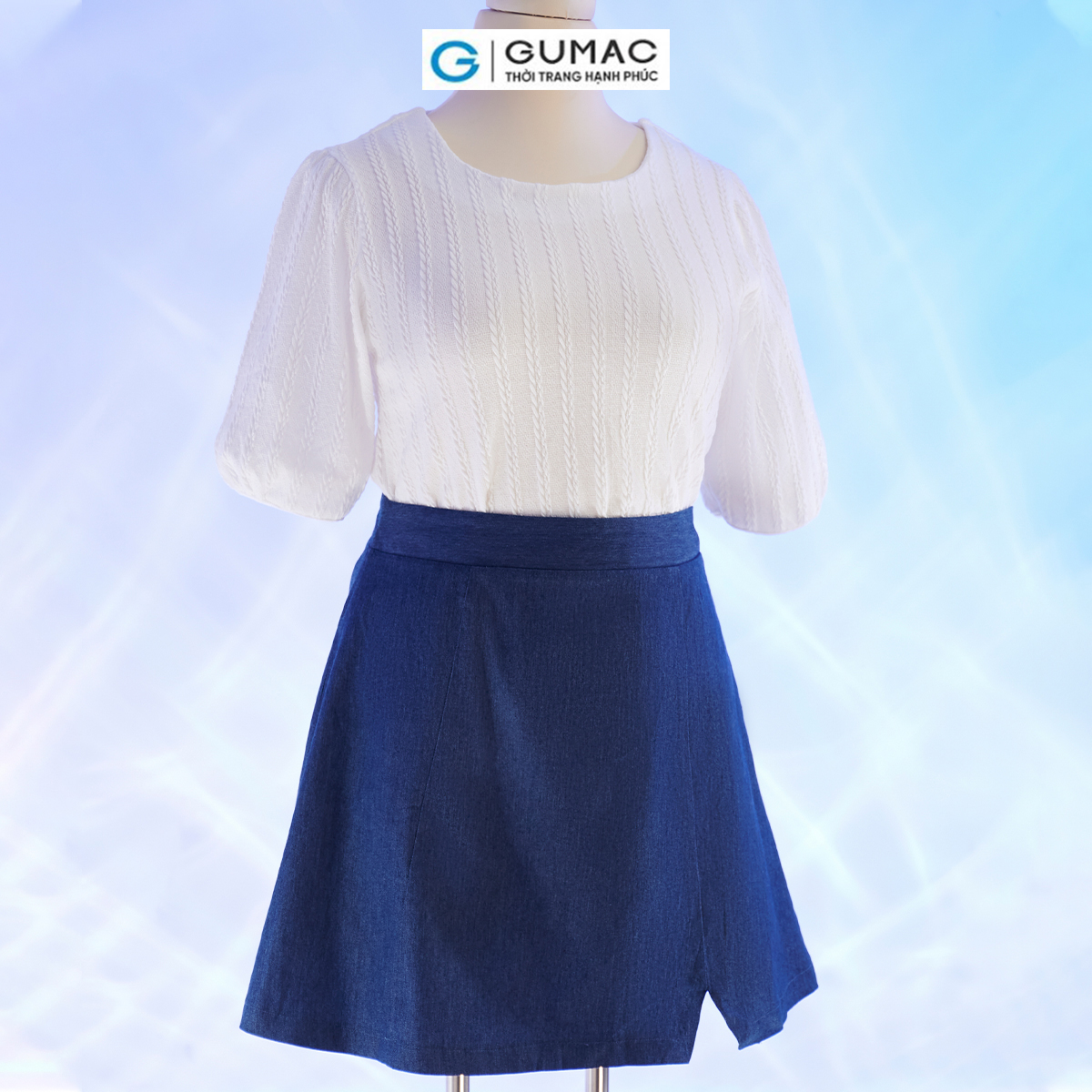 Chân váy A bigsize xẻ trước thời trang GUMAC VD10036