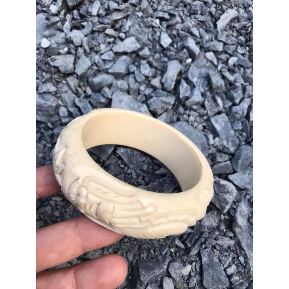 VÒNG TAY NAM TRẠM RỒNG GIẢ NGÀ HAY GỌI LÀ XƯƠNG MỸ NGHỆ  SIZE VÒNG 65MM x CAO 25mm x DẦY 10mm VÒNG TRẠM 2 CON RỒNG LƯỢN DÀNH CHO CÁC ANH NAM TAY LỚN TRÊN DƯỚI 80KG ĐEO Ạ