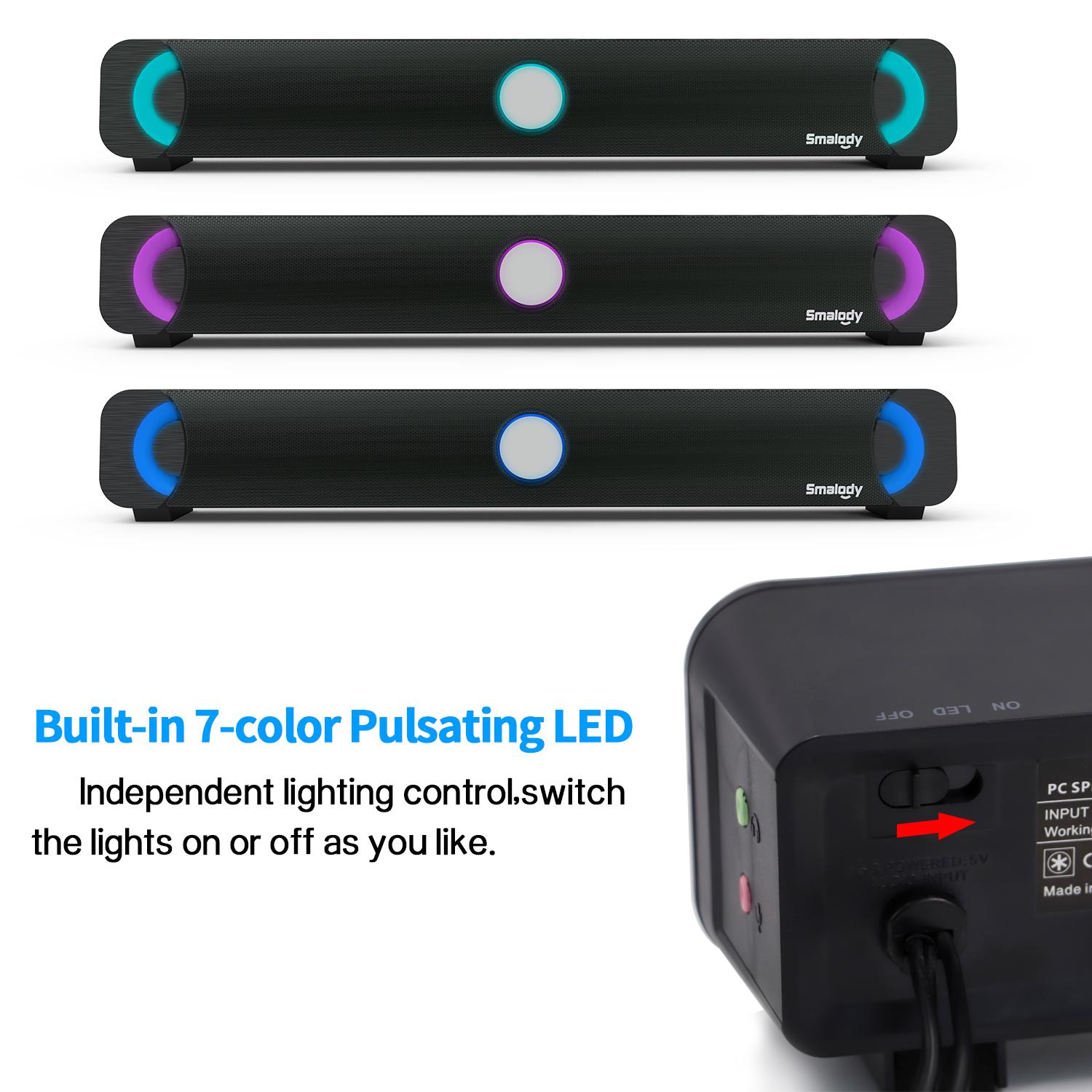 Loa Smalody 9014 đa phương tiện Loa siêu trầm Sound Box Sound Bar cho PC có đèn LED