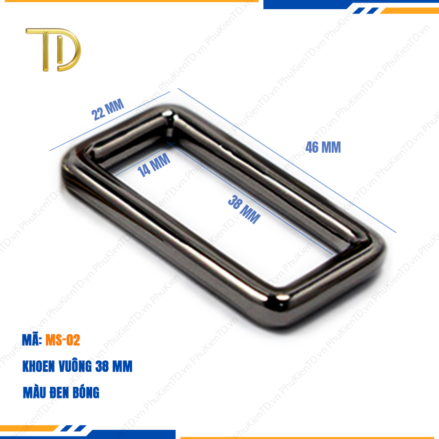 Khoen chữ nhật túi xách, khoen vuông túi xách 38mm cao cấp công nghệ mạ điện độ bền 5-8 năm