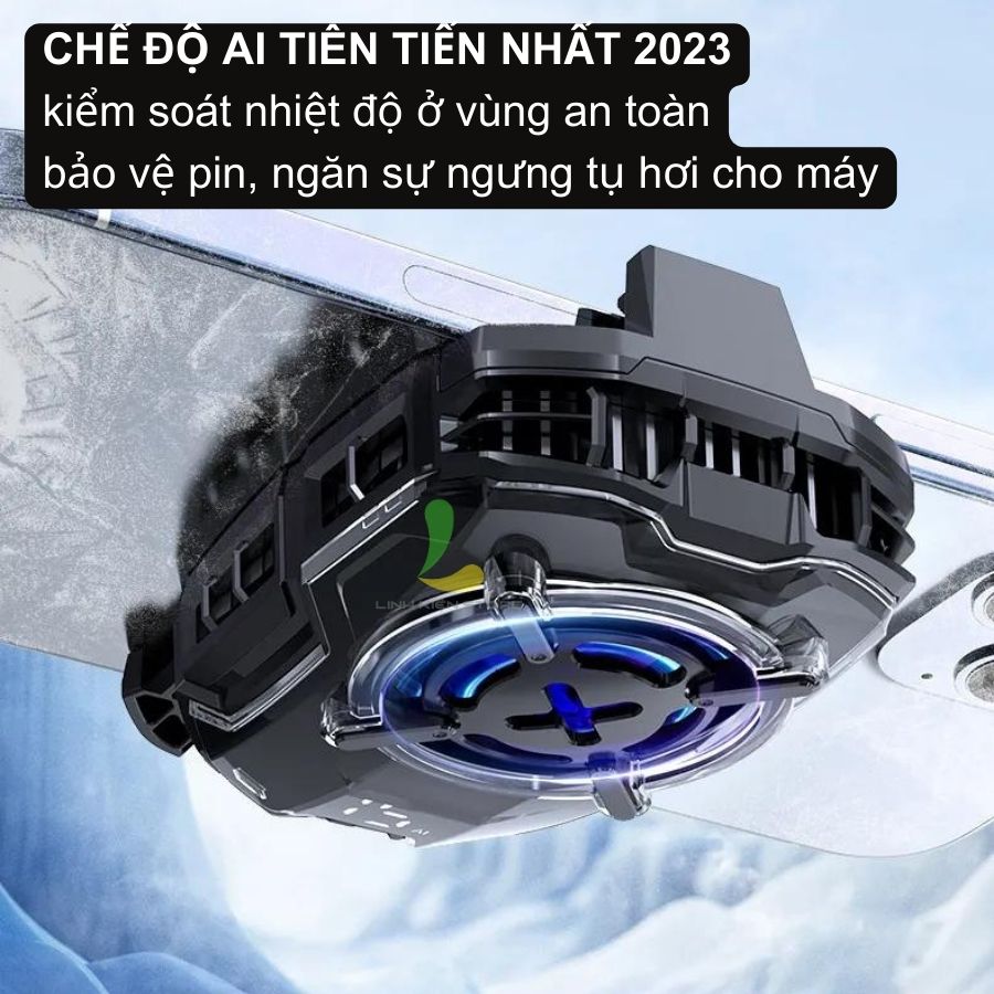 Quạt tản nhiệt điện thoại Memo DL16 sò lạnh - Quạt gaming hạ nhiệt công suất 27W có led RGB công nghệ AI - Hàng nhập khẩu