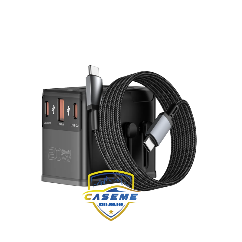 Bộ chuyển đổi nguồn đa năng Wi WU 20W kèm cáp USB C cao cấp - Hàng Chính Hãng