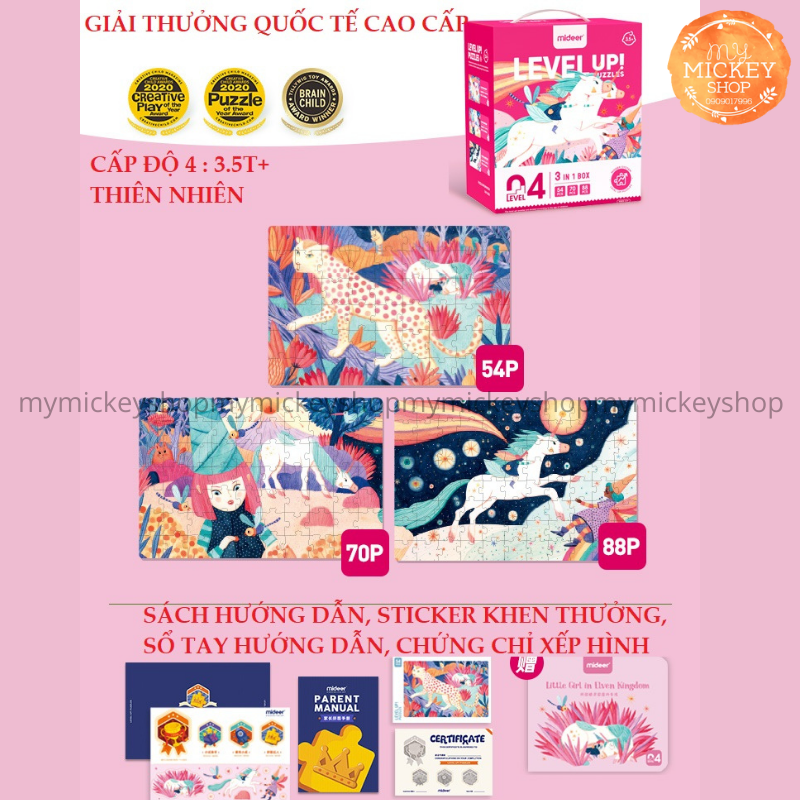 BỘ XẾP HÌNH 7 CẤP ĐỘ TỪ DỄ ĐẾN KHÓ THEO LỨA TUỔI - HÃNG MIDEER 7 ADVANCED LEVELS PUZZLE mẫu mới 2021