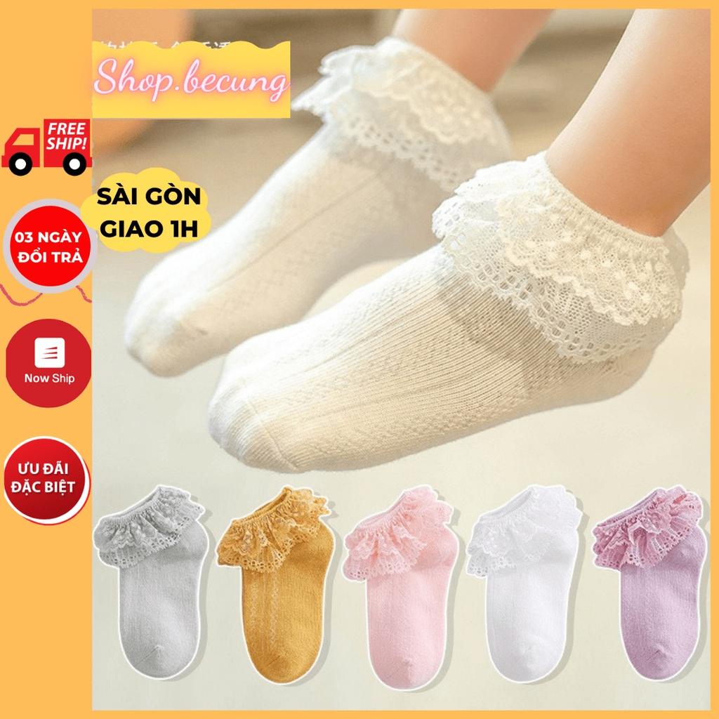 Tất cho bé gái thêu ren Cotton chống trơn trượt hàng loại 1 xuất Nhật Tất trẻ em Vớ cho bé gái Vớ trẻ em từ 0- 12 tuổi