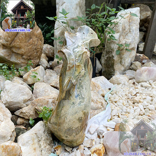 Lộc bình đá canxedon tự nhiên hút tài lộc - vật phẩm phong thủy trang trí độc nhất chỉ có tại Nhà Sàn CXD100 nặng 11kg