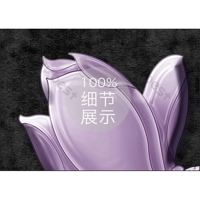 Tranh dán tường Hoa mộc lan tím thủy chung, tranh dán tường 3d hiện đại MS845071