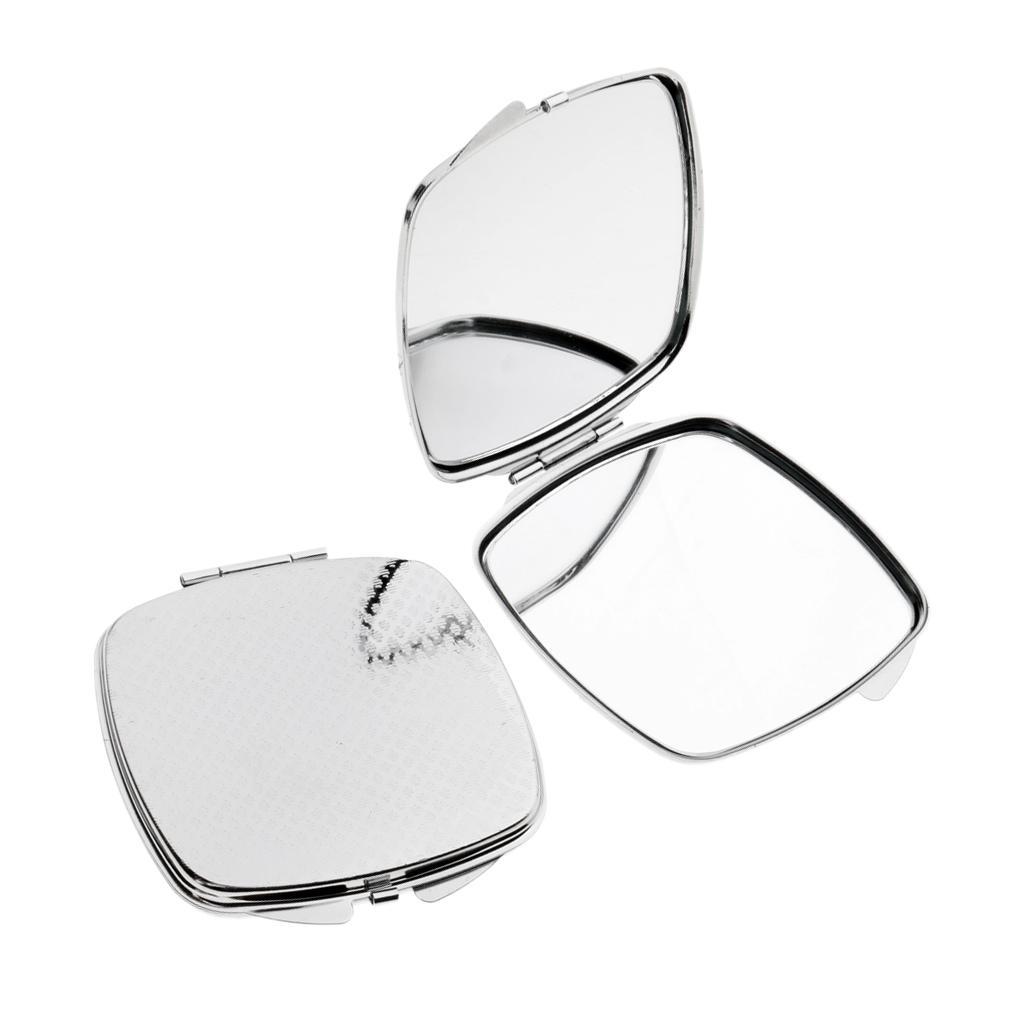 2Pcs Fashion Lady Fold Compact Mirror Cosmetic Travel Makeup Portable Sliver
