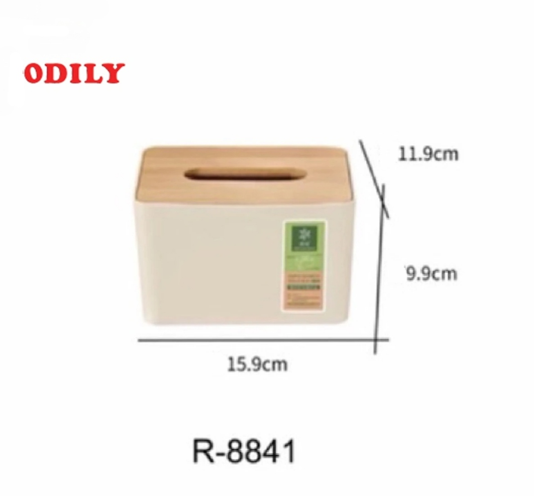 Hộp Giấy Ăn odily Thân Nhựa Mặt Tre Sang Trọng Đựng Giấy Tròn, Giấy Vuông, Giấy Chữ Nhật