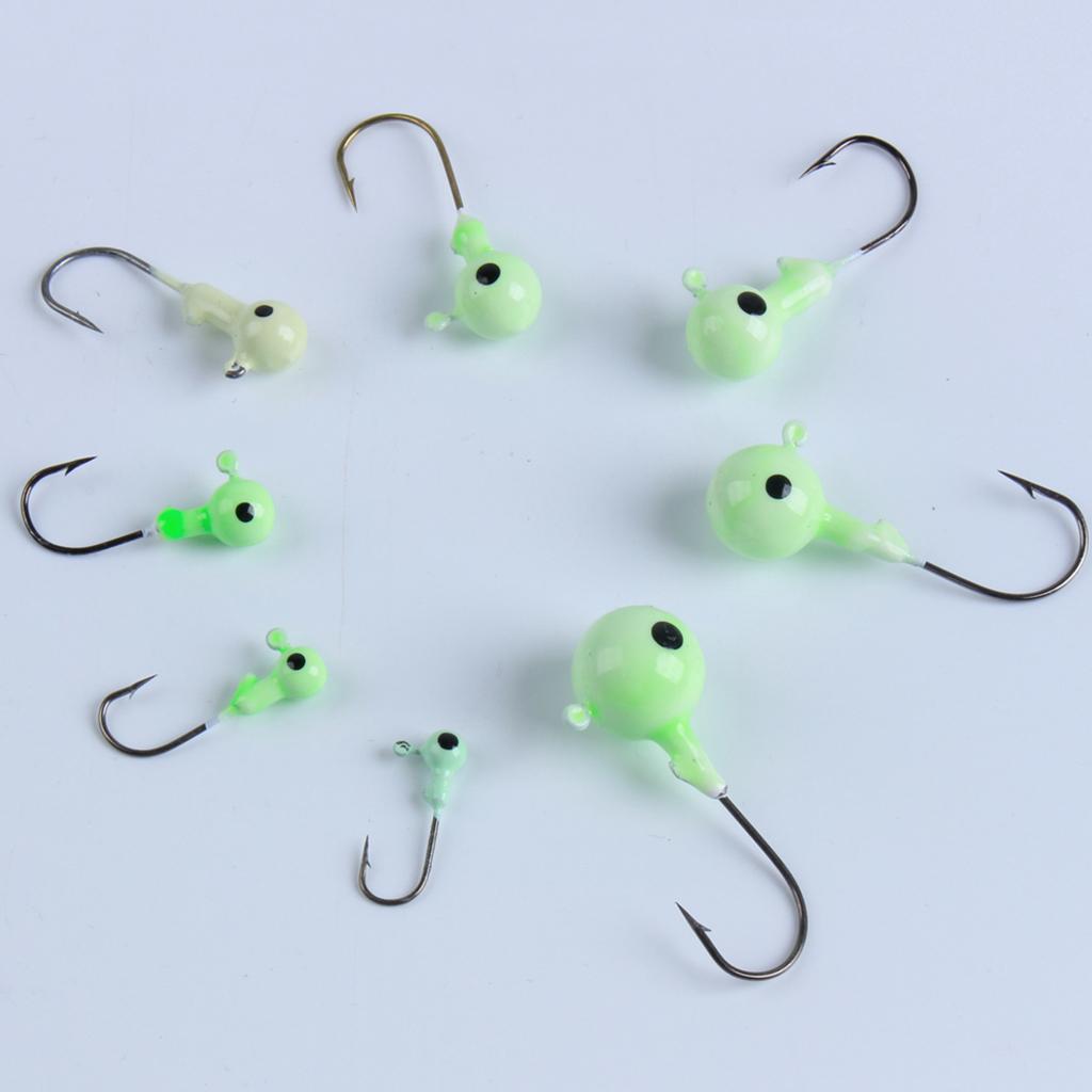 55Pcs Glow Fishing Jig Head Metal Hooks Hard Bait Lure Jig Tackle Equipment
