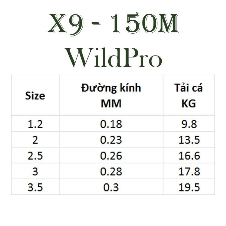 Dây dù câu cá PE Lure X9 WildPro dài 150m - dây dù Câu Cá Nhật Bản - Dây dù Câu Cá Siêu Bền, dây câu