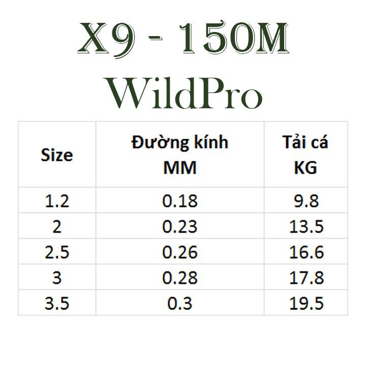 Dây dù câu cá PE Lure X9 WildPro dài 150m