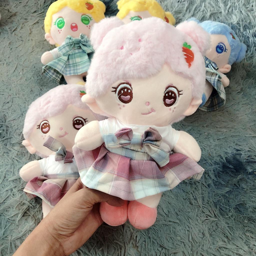 Búp bê váy caro nơ cao cấp cho bé gái