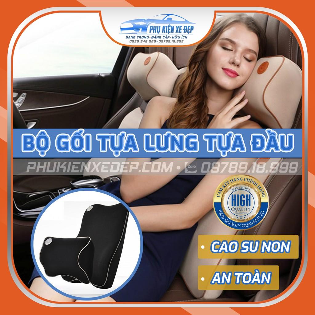 Bộ gối tựa đầu ô tô và tựa lưng ghê ô tô cao su non - Hàng cao cấp