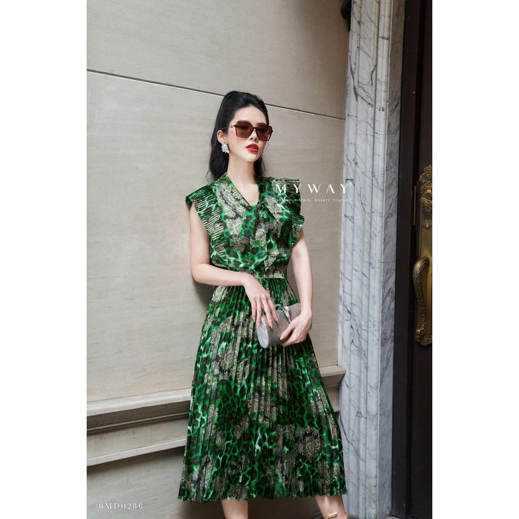 Đầm Nữ Thiết Kế Dáng Xòe MY WAY Tay Cánh Tiên Dập Ly In Họa Tiết Sang Trọng 6MD0286 HT0
