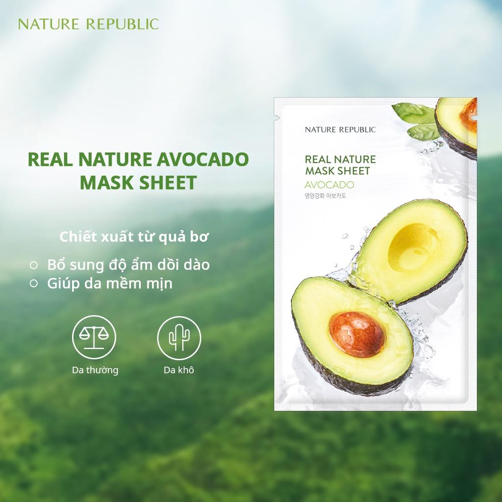 Combo 5 Mặt Nạ Giấy Cấp Ẩm, Dưỡng Trắng Da Nature Republic Real Nature Mask Sheet 23ml x 5