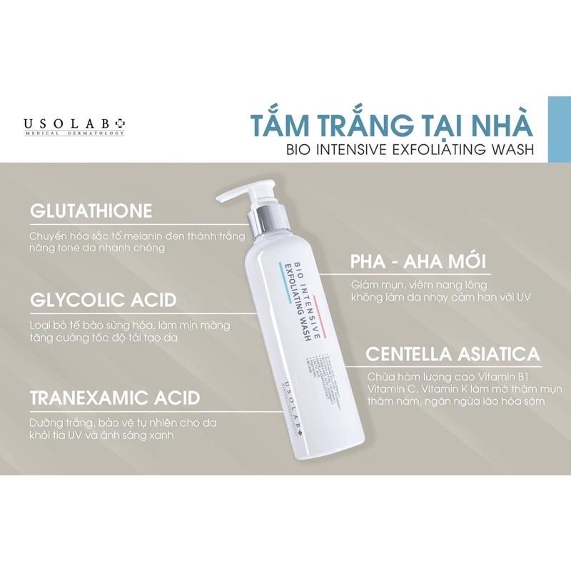 Sữa Tắm Truyền Trắng Usolab - Dưỡng Ẩm Chống Lão Hoá Da Thế Hệ Mới Bio Intensive Exfoliating Wash 250ml