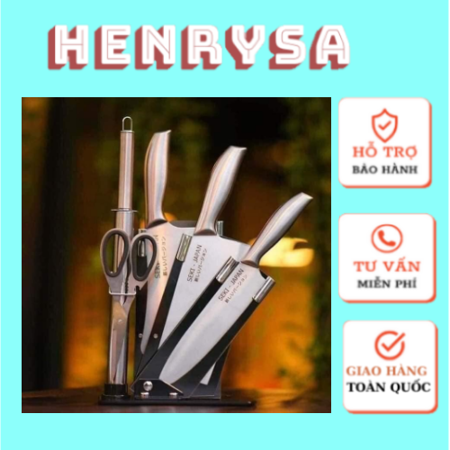Bộ dao inox 5 món Nhật Bản cao cấp tặng kèm đế cắm dao - HENRYSA