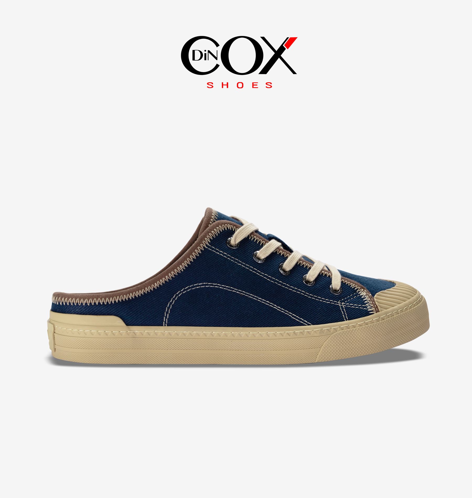 Giày Sục Đạp Gót Mules Vải Sneaker Unisex Tăng Chiều Cao 4cm DINCOX E10 Dark Navy