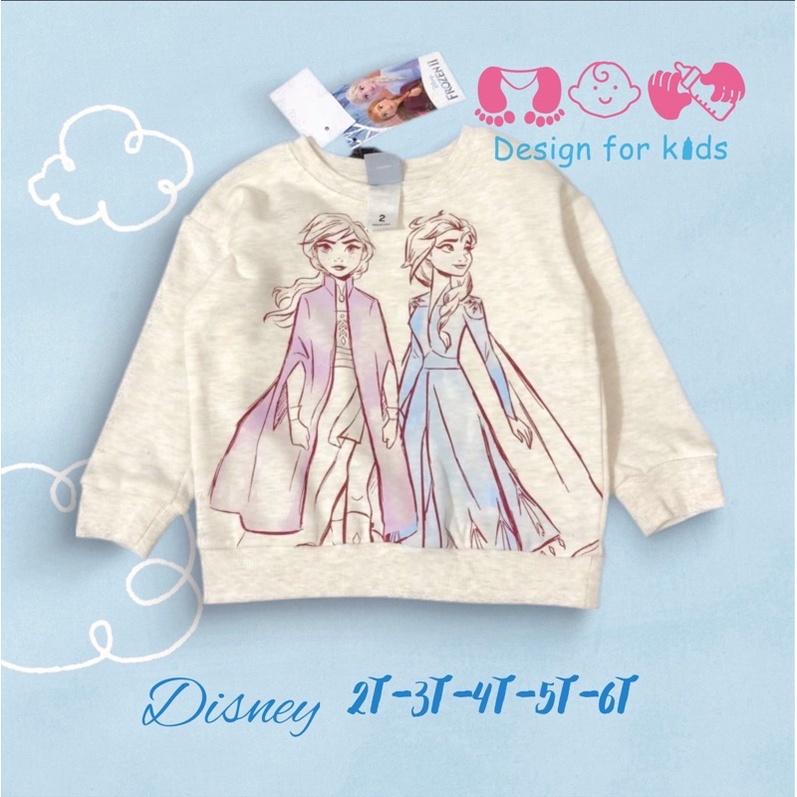 Áo nỉ dài tay Disney Frozen II xuất dư họa tiết công chúa Elsa và Anna cho bé gái