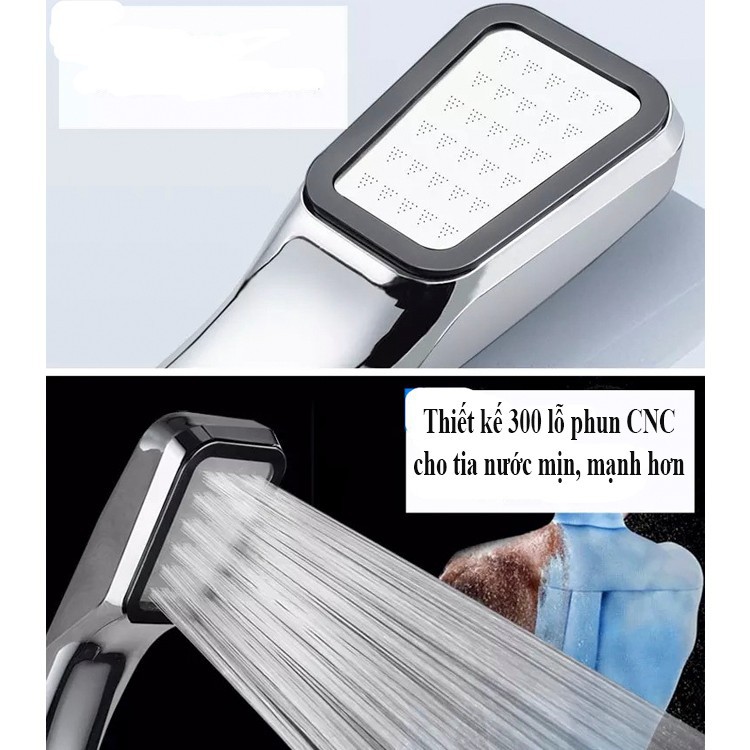 Bộ vòi sen vuông Tăng áp 300 lỗ cao cấp 206788