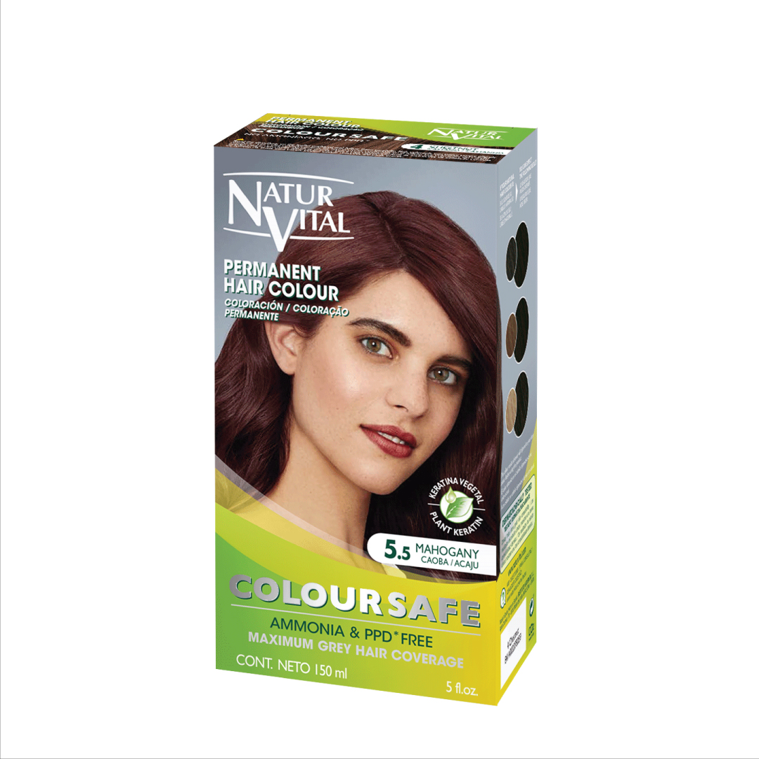 Thuốc Nhuộm Dưỡng Tóc NaturVital Colour Safe Permanent Hair Dye Chiết Xuất Lúa Mì & Đậu Nành, Giúp Làm Mới, Giữ Màu, Mang Đến Độ Mượt Bồng Bềnh - Màu Đỏ Rượu Mahogany
