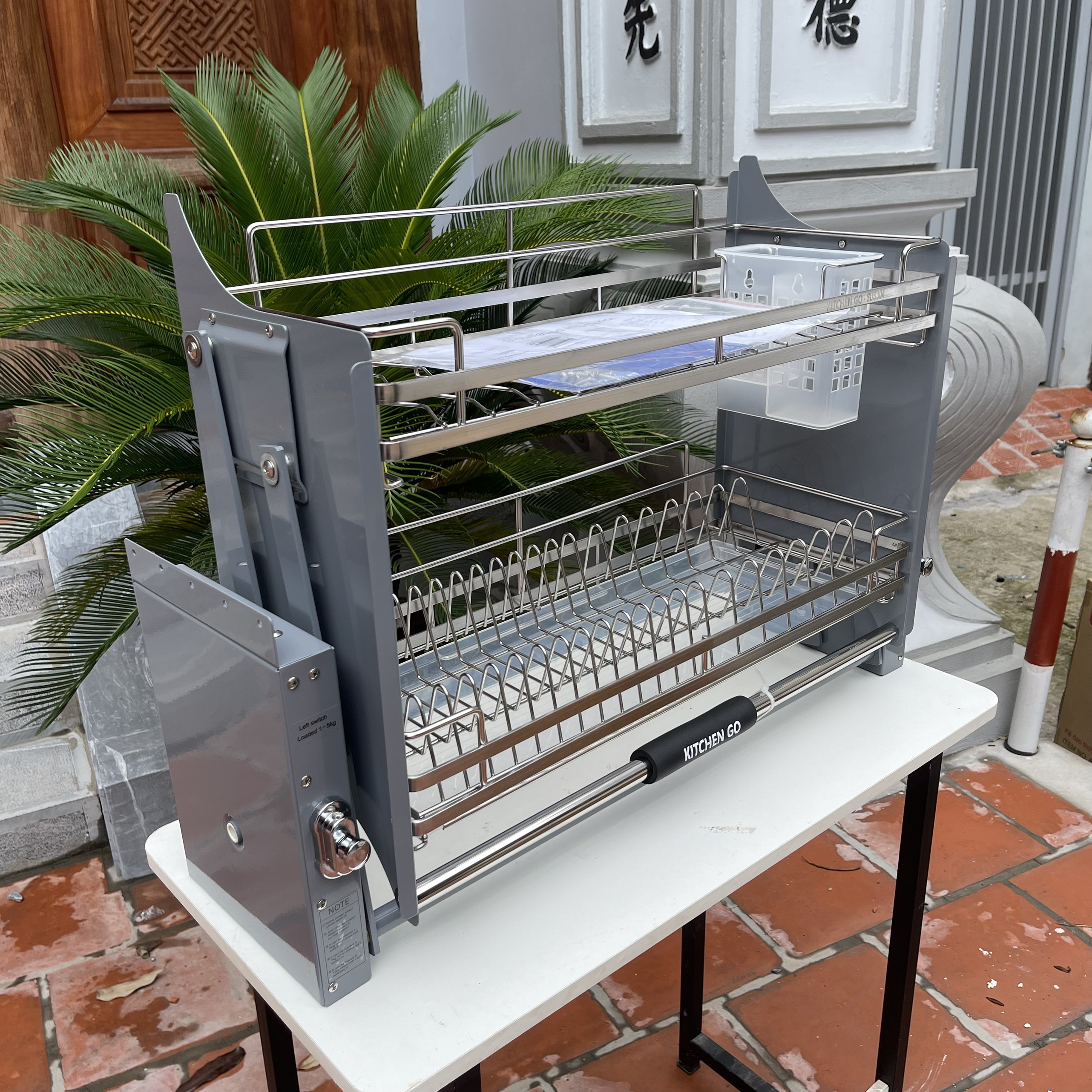 Giá Bát Đĩa Nâng Hạ Thông Minh KITCHENGO INOX 304 Thế Hệ Mới Hot Nhất 2023 - Có Thợ Lắp