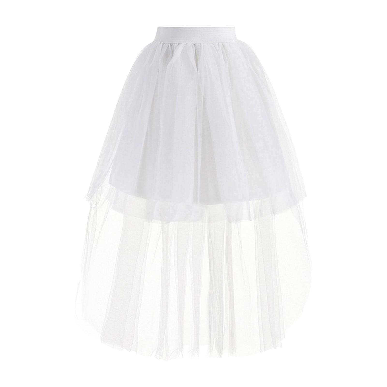 Mini Women Long Tulle Skirt Layered MIDI Skirt A Line Overlay Maxi Skirt Evening Prom Elastic High Waist Dancewear Cosplay