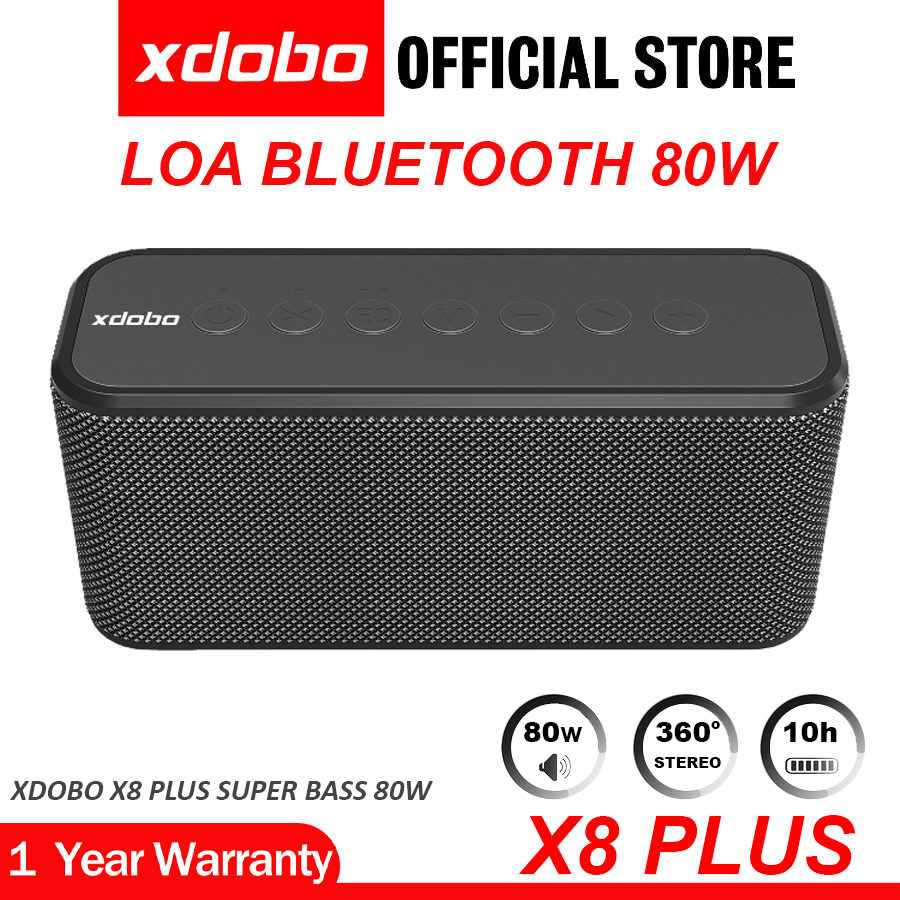 Loa Bluetooth 5.0 di động Xdobo X8 Plus Công suất 80W, Chống nước IPX5, Hỗ Trợ Thẻ TF, USB, AUX Và TWS kết nối 2 loa - Hàng chính hãng