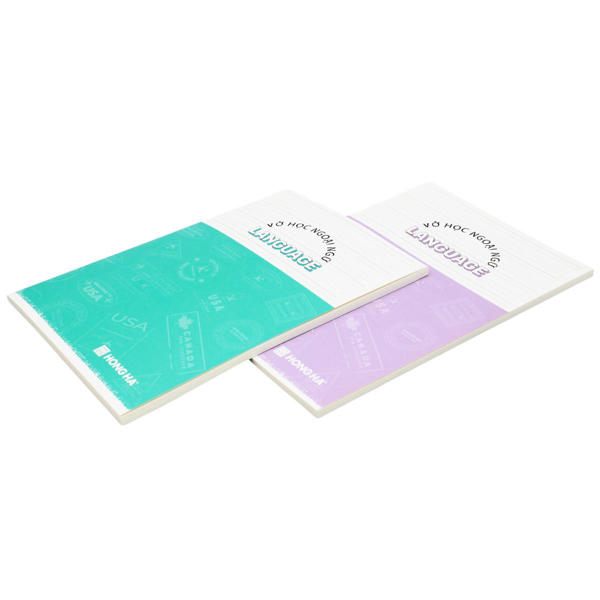 Tập Gáy Ghim Study Language - Tiếng Anh, Đức, Nga, Pháp - 120 Trang 70gsm - Hồng Hà 1465 (Mẫu Bìa Giao Ngẫu Nhiên)