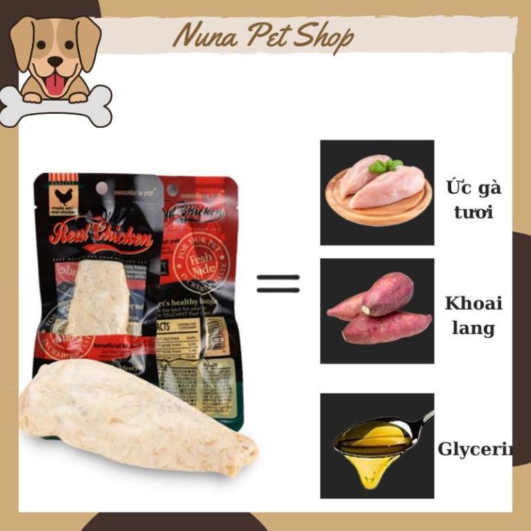 Ức gà hấp ăn liền cho chó mèo - Ức gà Pet Snack, Real Chicken, Masti cho thú cưng (40g)