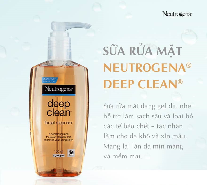 Sữa Rửa Mặt Neutrogena Deep Clean Facial Cleanser Dạng Gel Làm Sạch Sâu 150ml