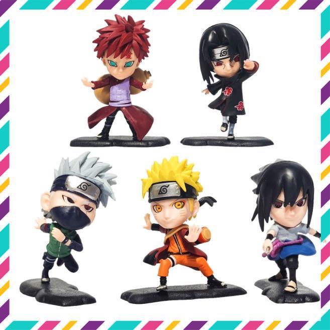 Mô Hình Naruto ChiBi, Bộ 5 Mô Hình Naruto, Kakashi, Itachi, Garaa, Sasuke Siêu Đẹp Cao 8,5 cm - Tượng Figure