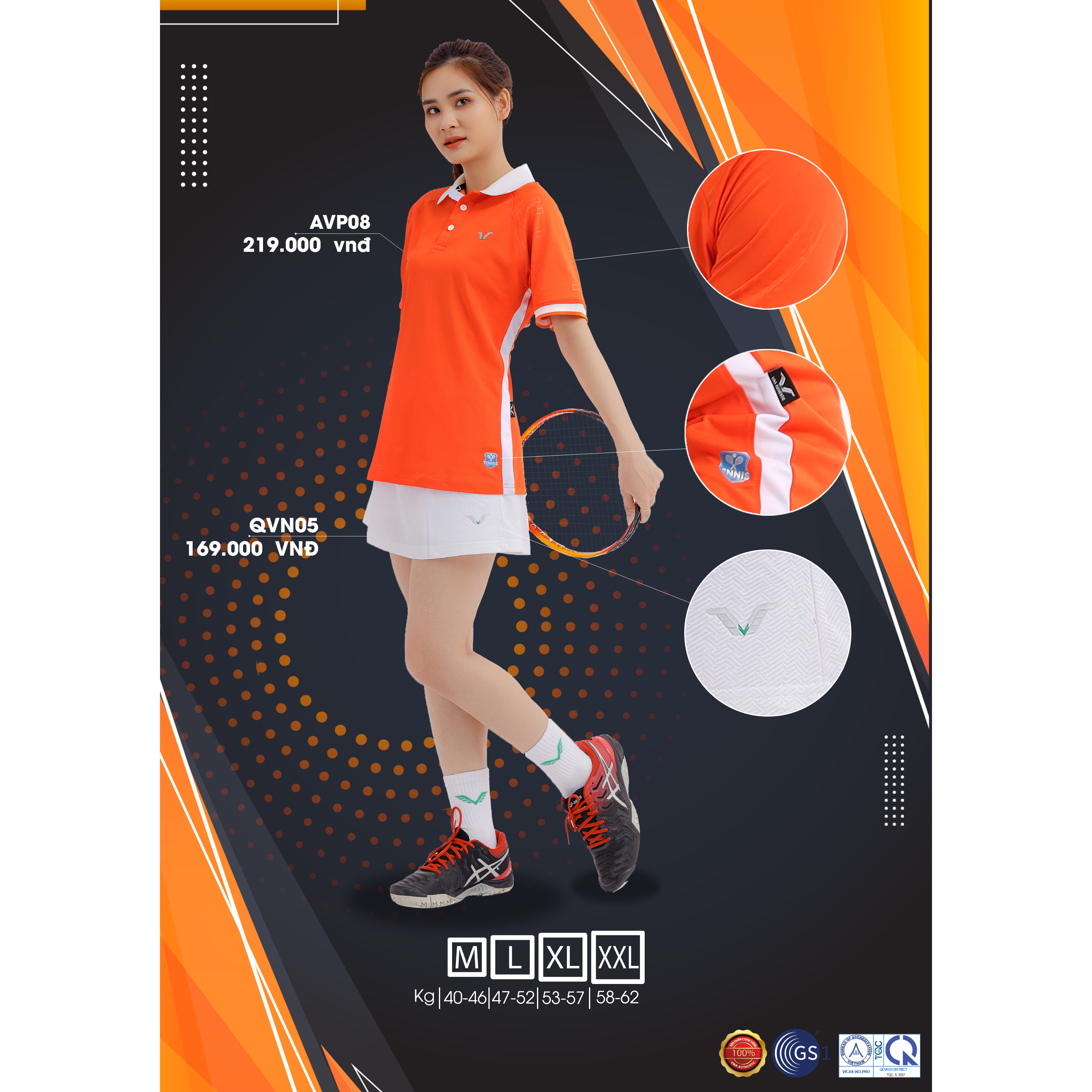 Áo thun nữ - AVP08 Vina Authentic, Chất Liệu Thun Cá sấu Thái Thấm Hút Mồ Hôi , Form ôm