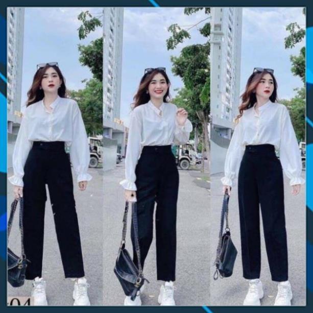 Quần baggy nữ ống côn vừa quần tây nữ chất tuyết mưa cạp cao siêu tôn dáng Banamo Fashion