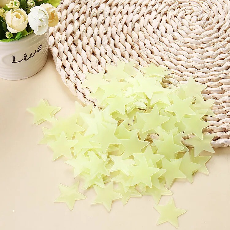 200 Ngôi Sao Dán Tường Dạ Quang phát Sáng Trong Đêm 3cm Hili HL800004- Xanh Lá Cây
