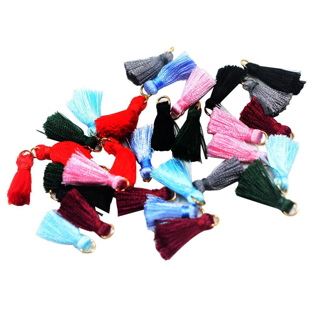 60 Pieces Silk Handmade Tiny Soft Tassels Mini Tassels,Colorful Tassels, Earring Tassels Assorted Colors 23mm